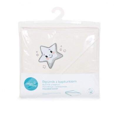 Hooded towel creamy star 100x100 Ceba Baby 2